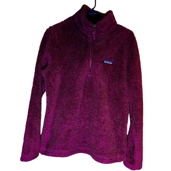 Patagonia Tops - Patagonia Jacket Womens Medium Burgundy Los Gatos Fleece 1/4 Zip Fuzzy Pullover